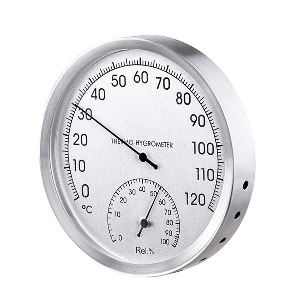 127mm 5" Thermometer Hygrometer Wall Hung Stainless Steel Indoor Outdoor Sauna Room Temperature Humidity Tester Monitor