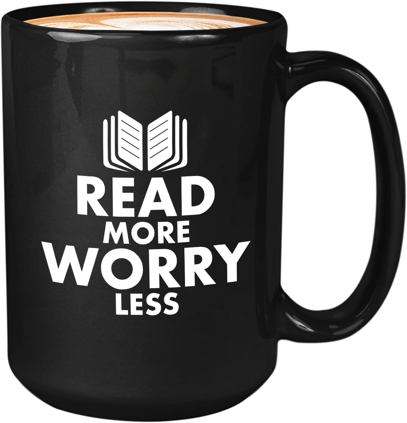 Book Lover Coffee Mug 15oz Black - read more - Literary librarian Literature Bookworm Historian Public Library Curator Bibliophile Bibliolater