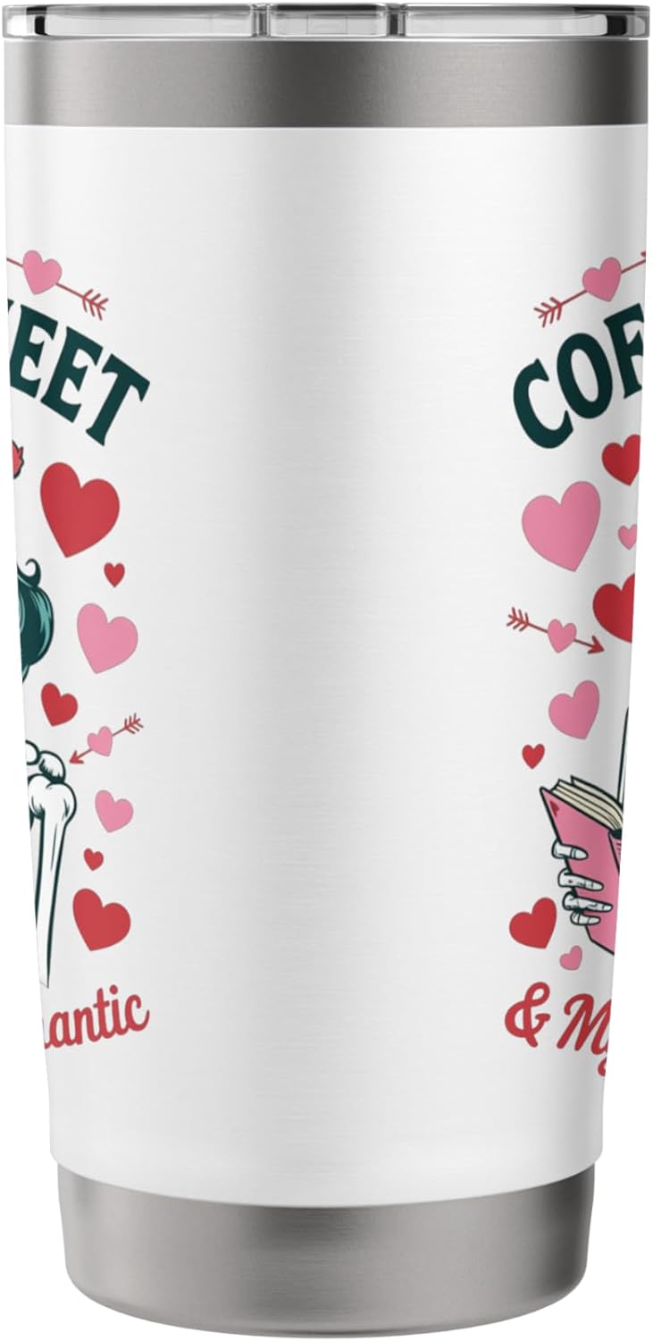 Coffee Sweet Books Romantic Skeleton Reader Vintage Style Stainless Steel Insulated Tumbler