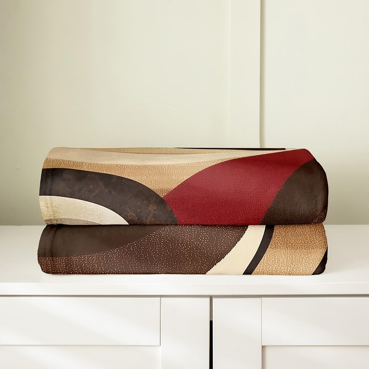 Feelyou Red Burgundy Brown Blanket 40"x50" Geometric Plush Throw Blanket, for Kids Boys Girls Decor Stripes Flannel Fleece Blanket Microfiber Modern Abstract Bedroom