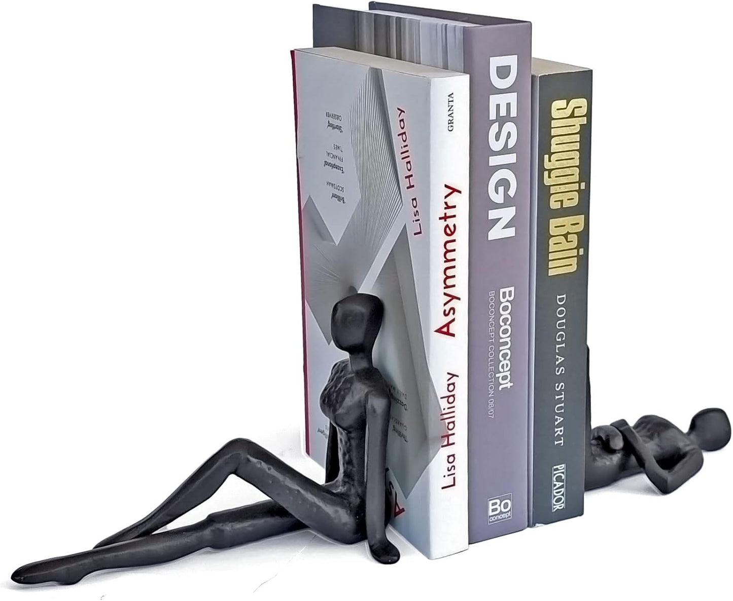 Ambipolar Yoga-Style Black Decorative Bookends, Cast Iron Book Stand to Hold Books Heavy Duty, Book Stoppers for Home Decor, Office Desk, Living Room Decor