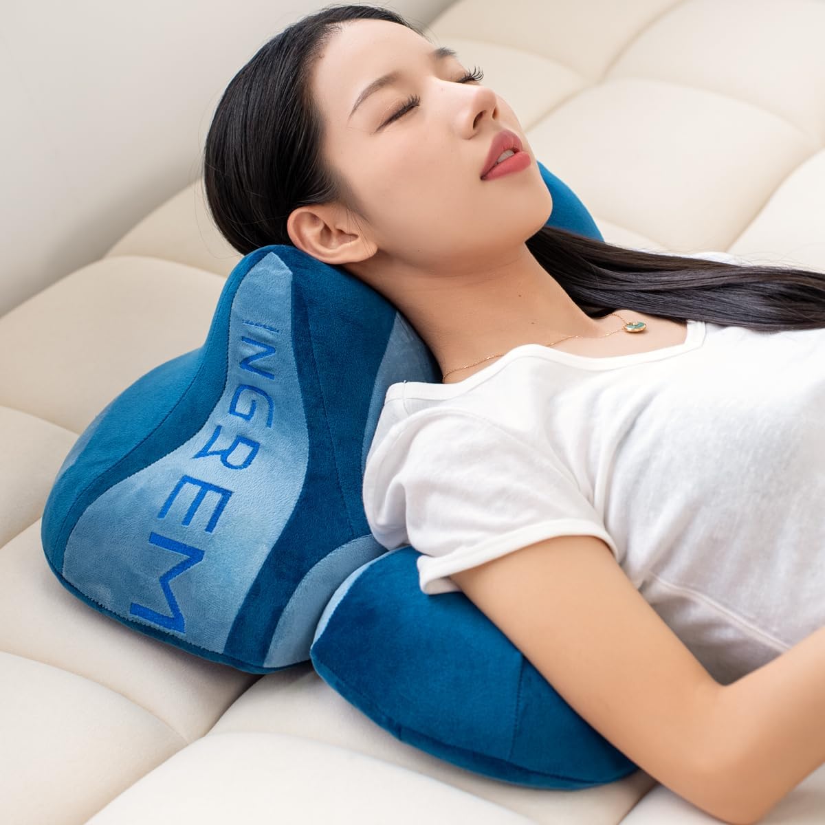 INGREM Multi Functional Memory Sponge Pillow, Relaxing Shoulders and Neck, Relieving Shoulder and Neck Fatigue, Ergonomically Designed, Suitable for Standing, Sitting, and Llying Down (Blue)