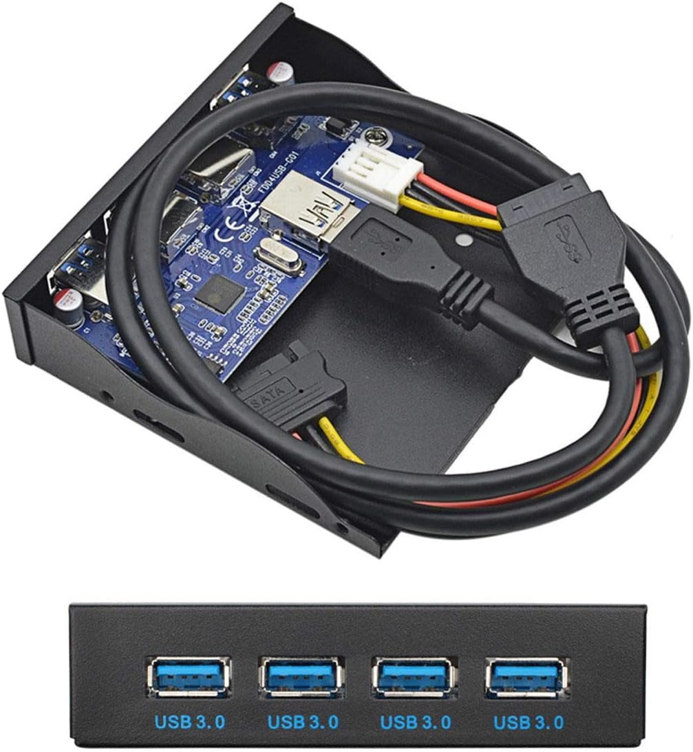 Cablecc USB 3.0 HUB 4 Ports Front Panel to Motherboard 20Pin Connector Cable for 3.5" Floppy Bay