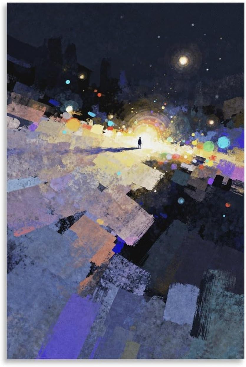 The World of Loneliness - 2 Oil Painting Print, Loneliness Wall Art, Moody Aesthetic Painting, Suitable for Reading Nook, Living Room, Bedroom Unframe-style 16x24inch(40x60cm)