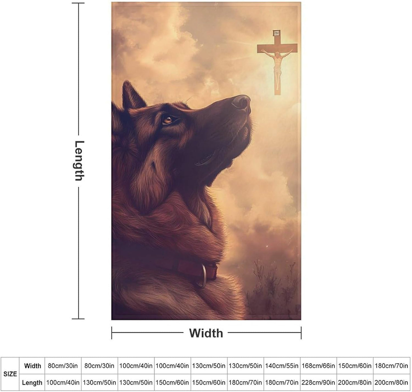 German Shepherd Christianity Throw Blanket for Couch Bed Plush Cozy Fuzzy Flannel Blanket for All Season 30"x50"