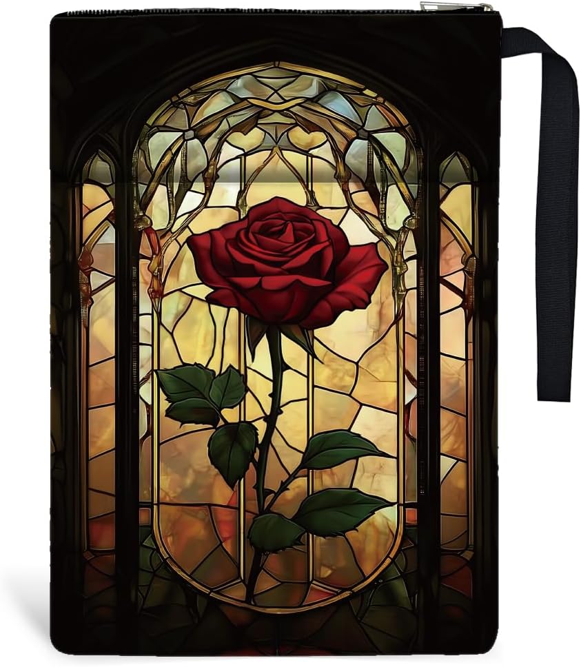 1pc Book Sleeve with Pocket 13.4x9.45 inches(34x24cm) Rose Book Sleeve Pouch Vintage Flower Book Protectors Book Covers for Paperbacks for Students Teachers