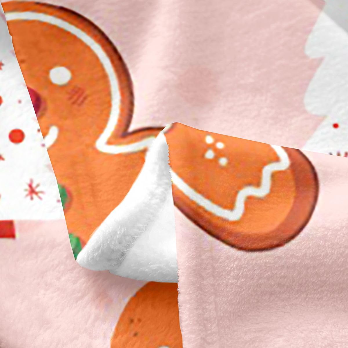 Feelyou Kids Merry Christmas Plush Throw Blanket, 40"x50" Gingerbread Man Snowman Blanket for Sofa Couch Teens Decor Pink Xmas Tree Flannel Fleece Blanket Christmas
