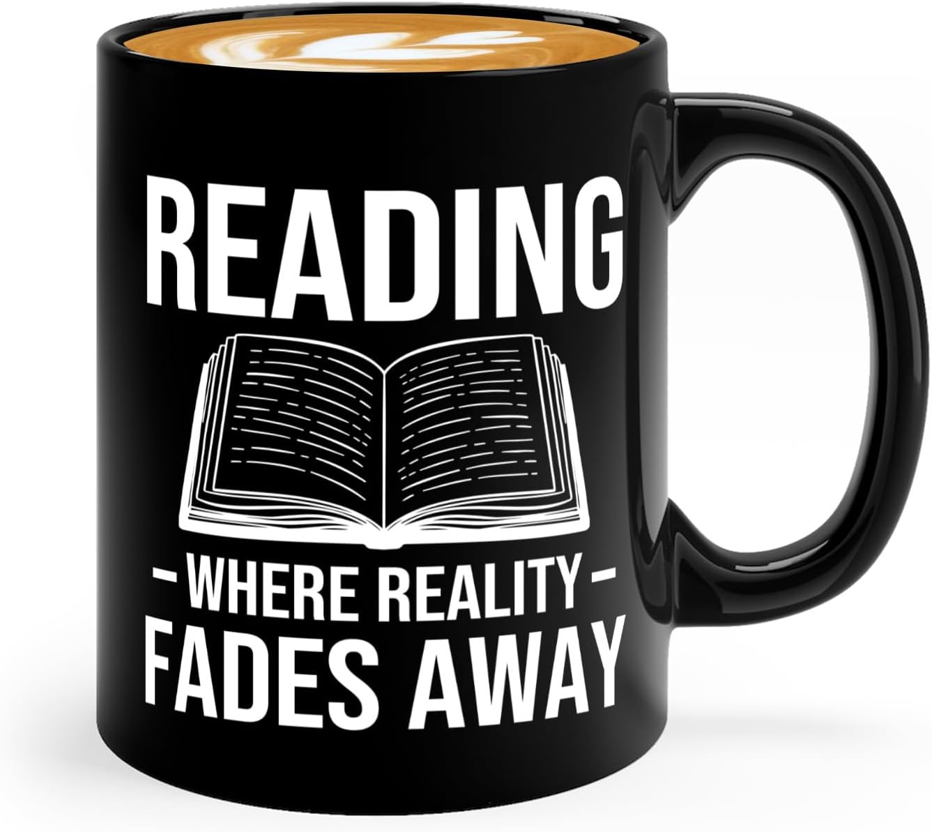Book Lover Coffee Mug 11oz Black -Reading Where Reality - Bookworm Literature Library Book Lover Reader Booked Editor Intellectual Studious