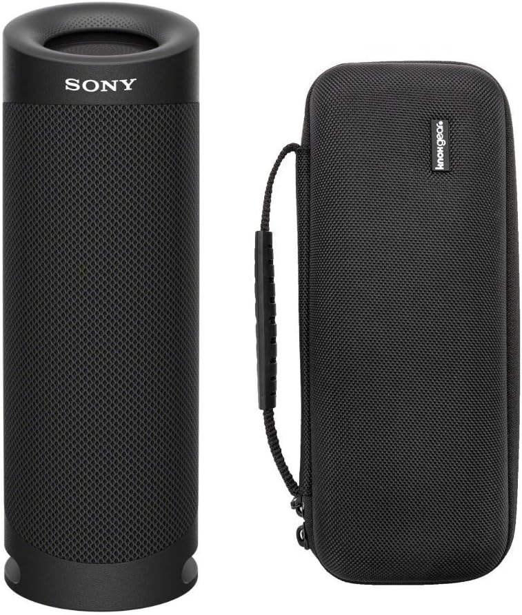 Sony SRSXB23 Extra BASS Bluetooth Wireless Portable Waterproof Speaker (Black) with Hardshell Travel and Protective Case Bundle (2 Items) - Compact, Lightweight Design, up to 12 Hours of Playtime
