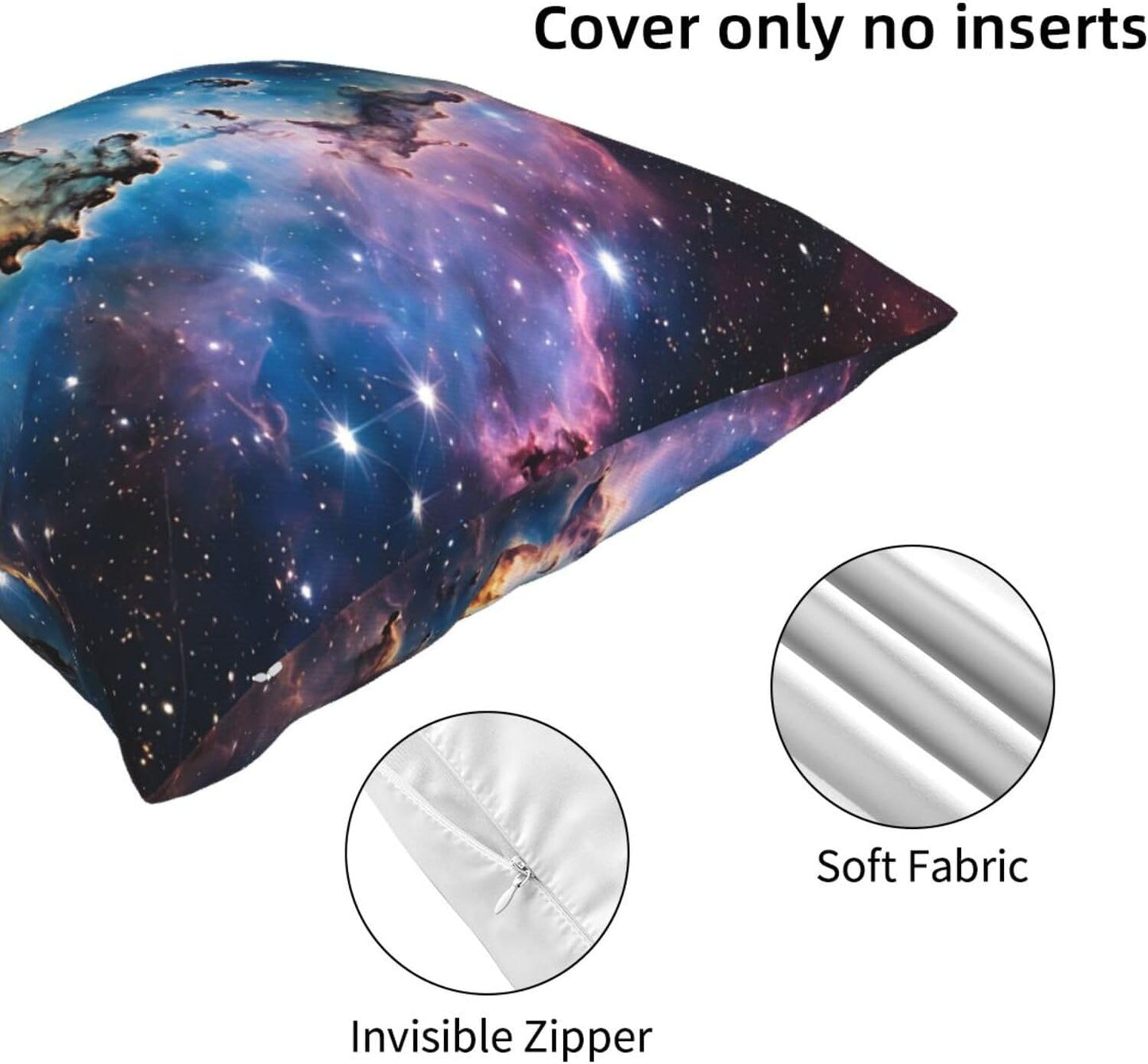 All-Season Square Pillow Covers 18"X18", Colorful Galaxy, Decorative Throw Pillow Covers for Sofa Bed Couch, Hidden Zipper Cushion Cover, Square Lumbar & Accent Pillowcases for Home Decor