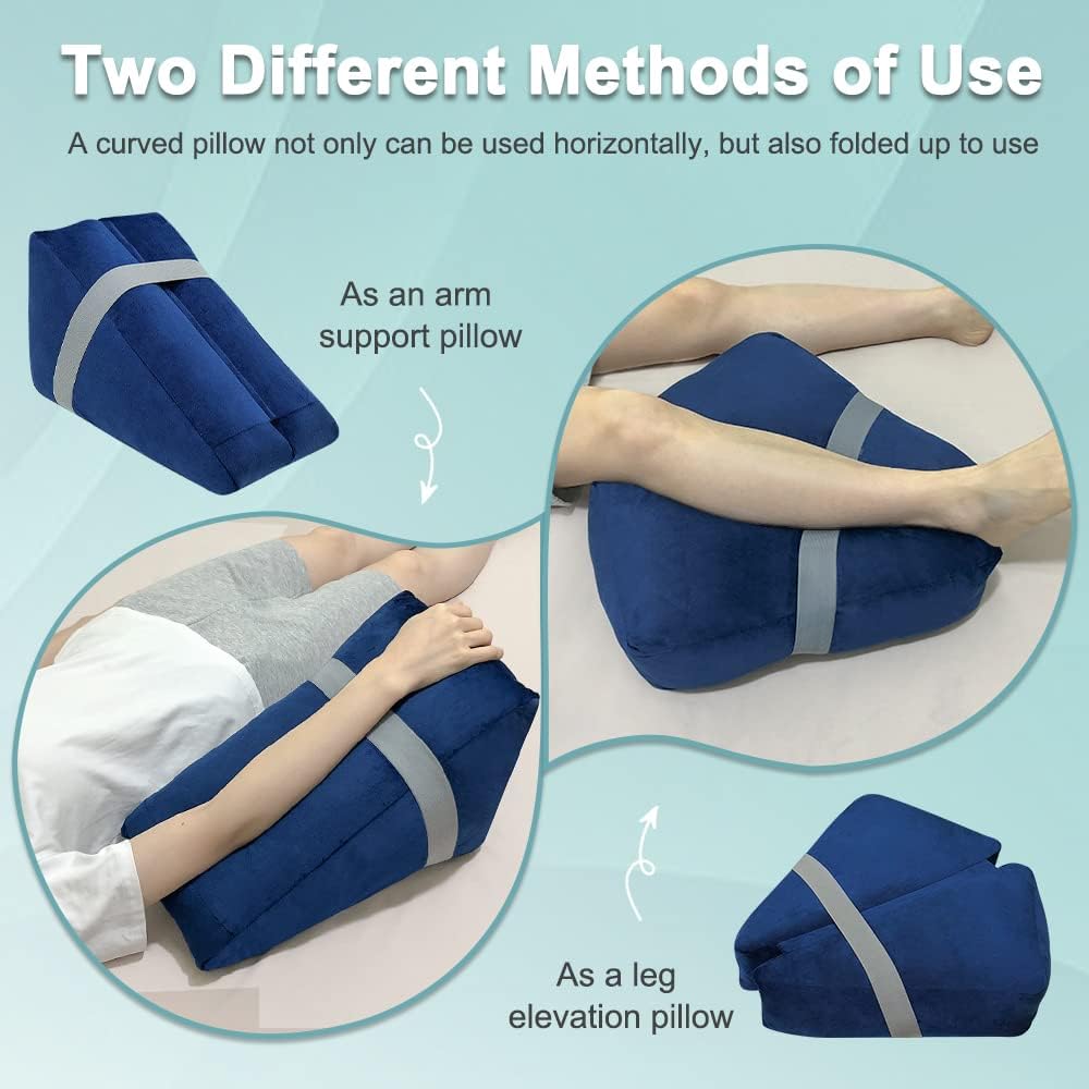 Zelen Arm Rest Pillow for Bed Arm Elevation Pillow Elbow Post Surgery Wrist Leg Elevating Arm Support Pillow Hand Elevation Arm Tunnel for Side Sleepers Sleeping Arm Wedge Leg Resting Pillow (Blue)