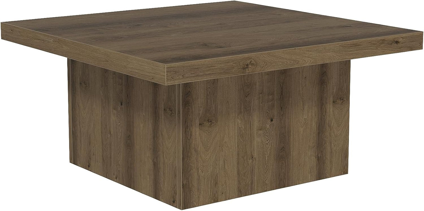 Square Coffee Table,Wooden Living Room Table,Center Table with a Large Tabletop,35.4" x 35.4",for Small Spaces, Apartments, Living Rooms, Vintage Brown