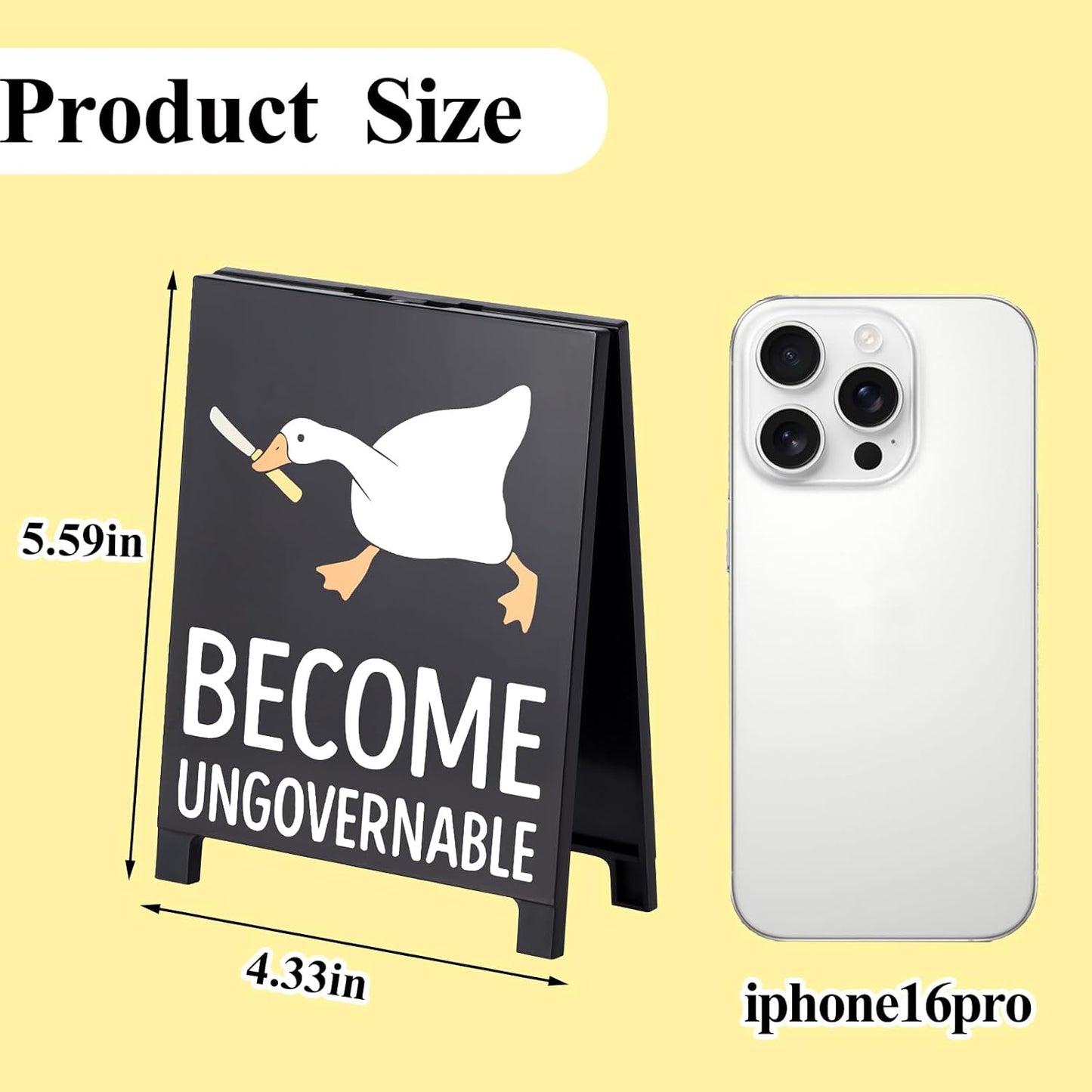 Funny Home Office Desk Sign Humorous Cute Room Decor Cubicle Decoration Accessories Kitchen Shelf Counter Supplies Gag Gift for Coworkers Employee Become Ungovernable White Elephant Gifts