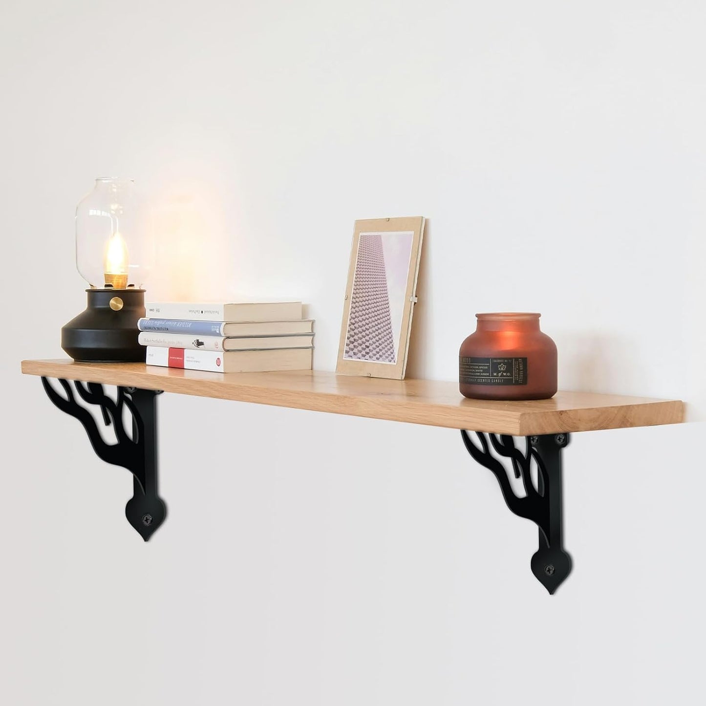 SUPERDANT 2 Pack Tree Branch Shelves Brackets Birds Heavy Duty Decorative Shelf Bracket Black Iron Wall Shelf Brackets for Home Kitchen Bookshelf Fireplace Mantel Corbels Metal Corner Brace 8.3x6.8in