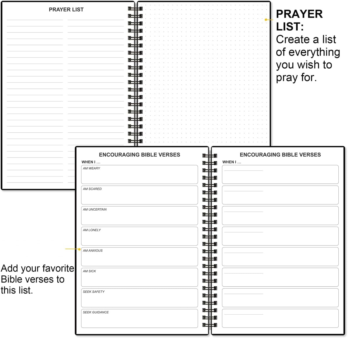 Bible Study Journal/Notebook – Church Notes Notebook – Note Taking & Journaling Kit, 5.8" x 8.5", Black