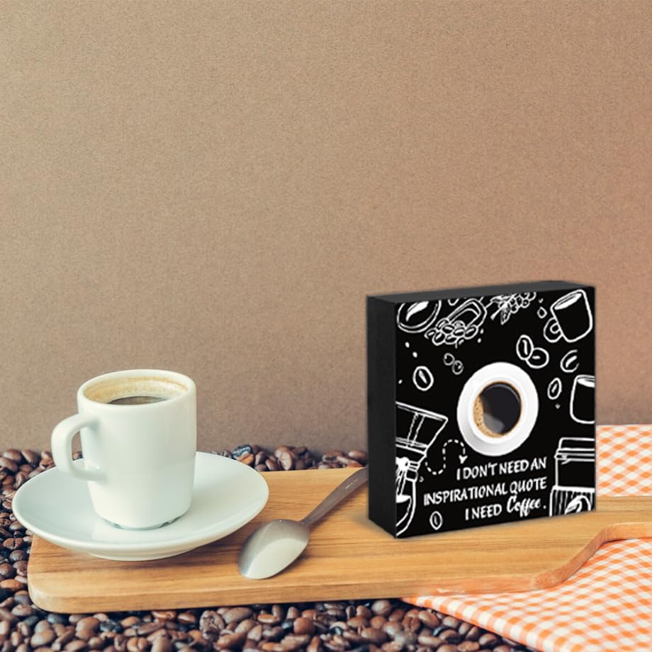 Funny Coffee Bar Accessories Sign Decor For Home Office Coffee Signs For Station Office Decoration Happy Hour Decorative Wooden Box Kitchen Decor