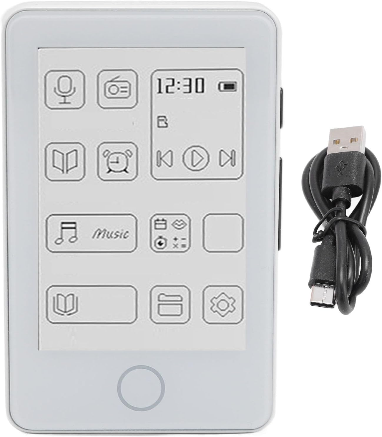 2.7in Ink Screen eBook Reader, 2 in 1 E Book Reader MP3 Player, HiFi Sound Bluetooth 5.0 Music Player, Type C Charging