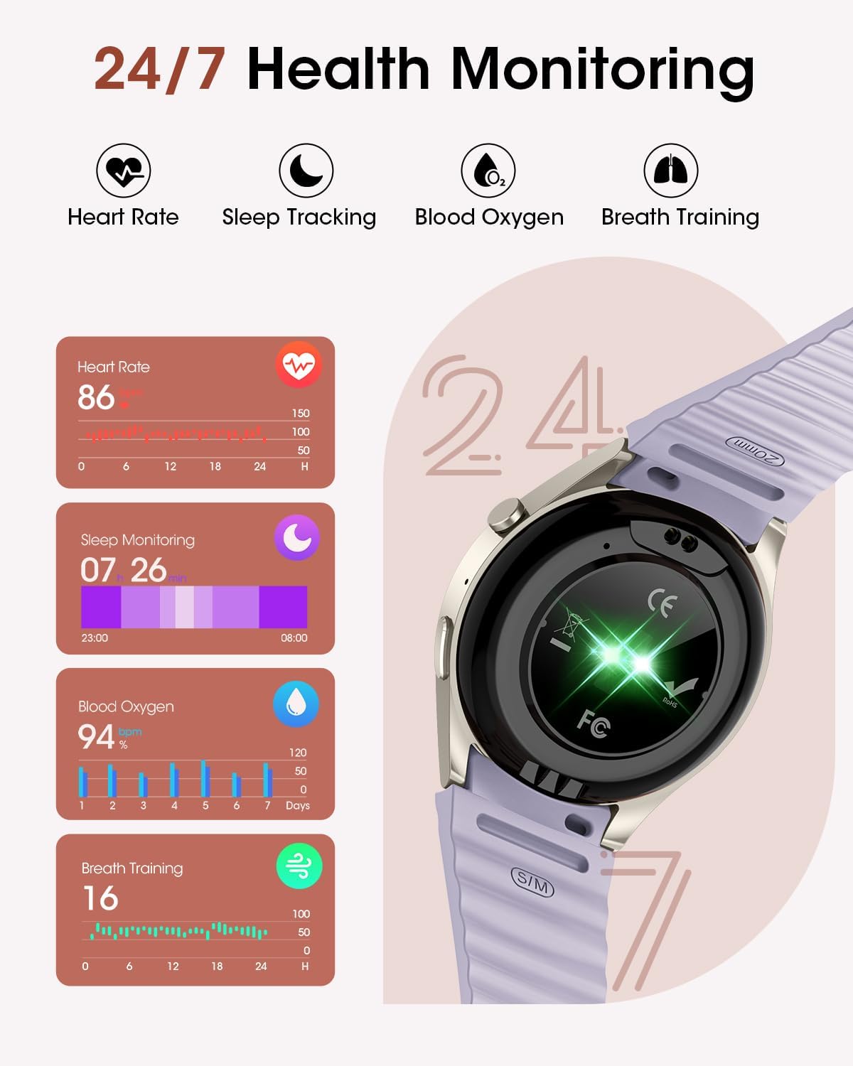 Smart Watches for Women/Men (Make/Answer Calls), Fitness Smart Watch with Heart Rate/SpO2/Sleep Monitor, Pedometer Tracker, 120+ Sport Modes Fitness Tracker Watch, Smartwatch for Android and iPhone