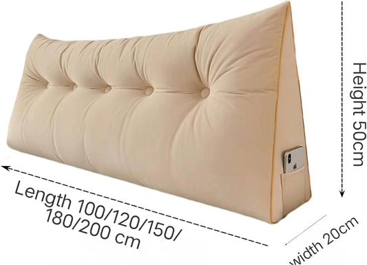 Large Headboard Pillow Triangular Reading Wedge Pillows Full Filling Backrest Bolster Reduces Stress Enjoy Comfort Back Lumbar Support(Size:120x20x50cm(47x7.8x20),Color:C)