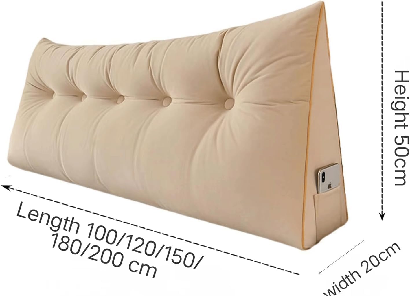 Large Headboard Pillow Triangular Reading Wedge Pillows Full Filling Backrest Bolster Reduces Stress Enjoy Comfort Back Lumbar Support(Size:200x20x50cm(79x7.8x20),Color:E)