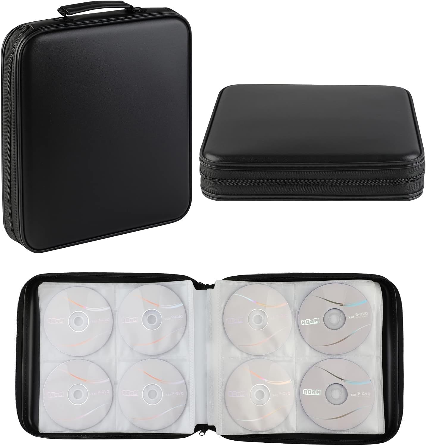 DVD Storage CD Case Holder:DVD Binder Protective CD Book Portable DVD Organizer-CD Wallet 160 Disc Holder Hard Plastic Movie Case Black CD Portfolio Blu Ray Album CD Booklet for Car Home
