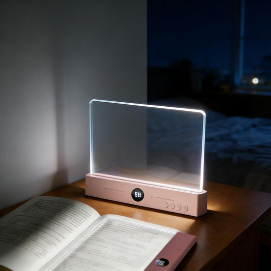 LED Clear Flat Book Light,Rechargeable Clear Flat Panel Reading Lamp with 3 Color Temperatures, Dimmable & Timer, Full Page Illumination for Bedtime Reading, USB-C Charging (Pink)