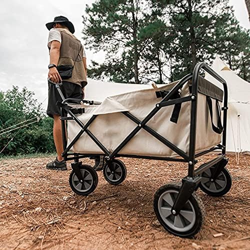 Portable Camping Cart,Camping Wagon, Folding Garden Cart, Shopping Trolley, Heavy Duty Utility Use with Side Bag and Storage Bag -