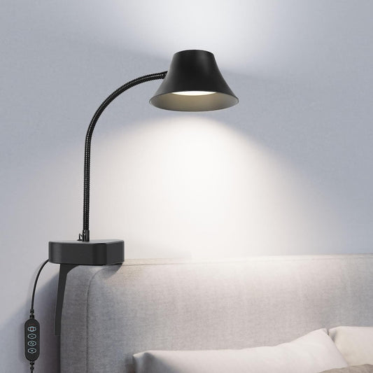 TONYFUL Bed Light for Headboard, Eye Care Reading Lamp, No Drilling Bed Light, 5 Colors & 10 Brightness Book Light with Flexible Gooseneck, Top Ambient Lighting for Bedroom, Desk, Living Room Sofa