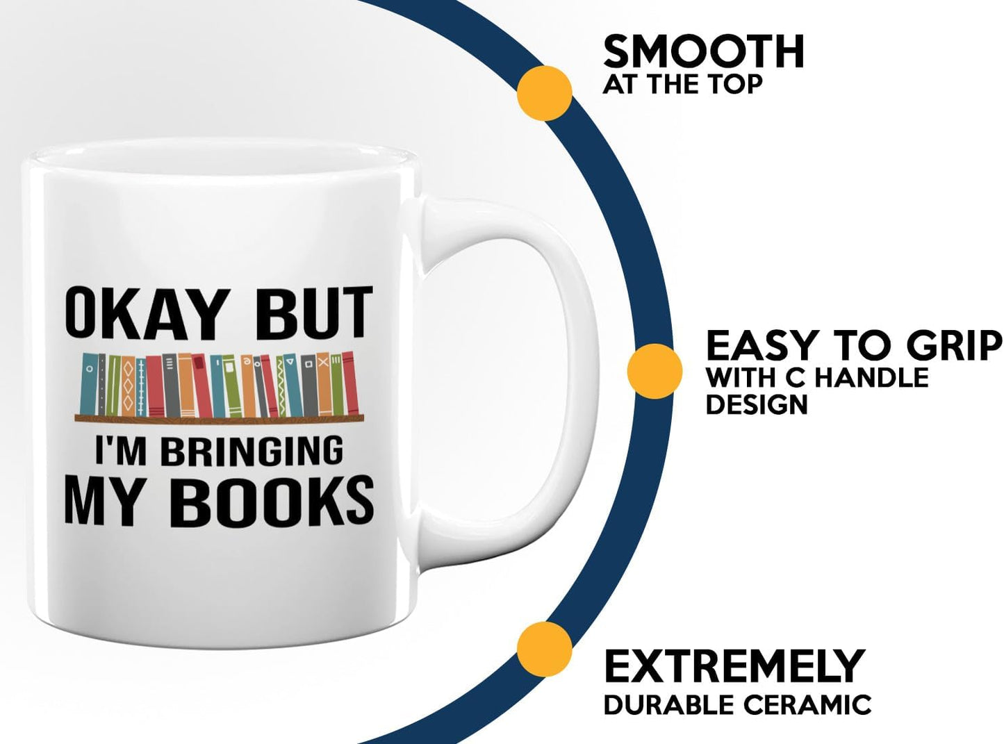 Book Lover Coffee Mug 11oz White -Bringing My Books - Writer Editor Bookish Librarian Bibliophile Bookish Grammar Philosophers