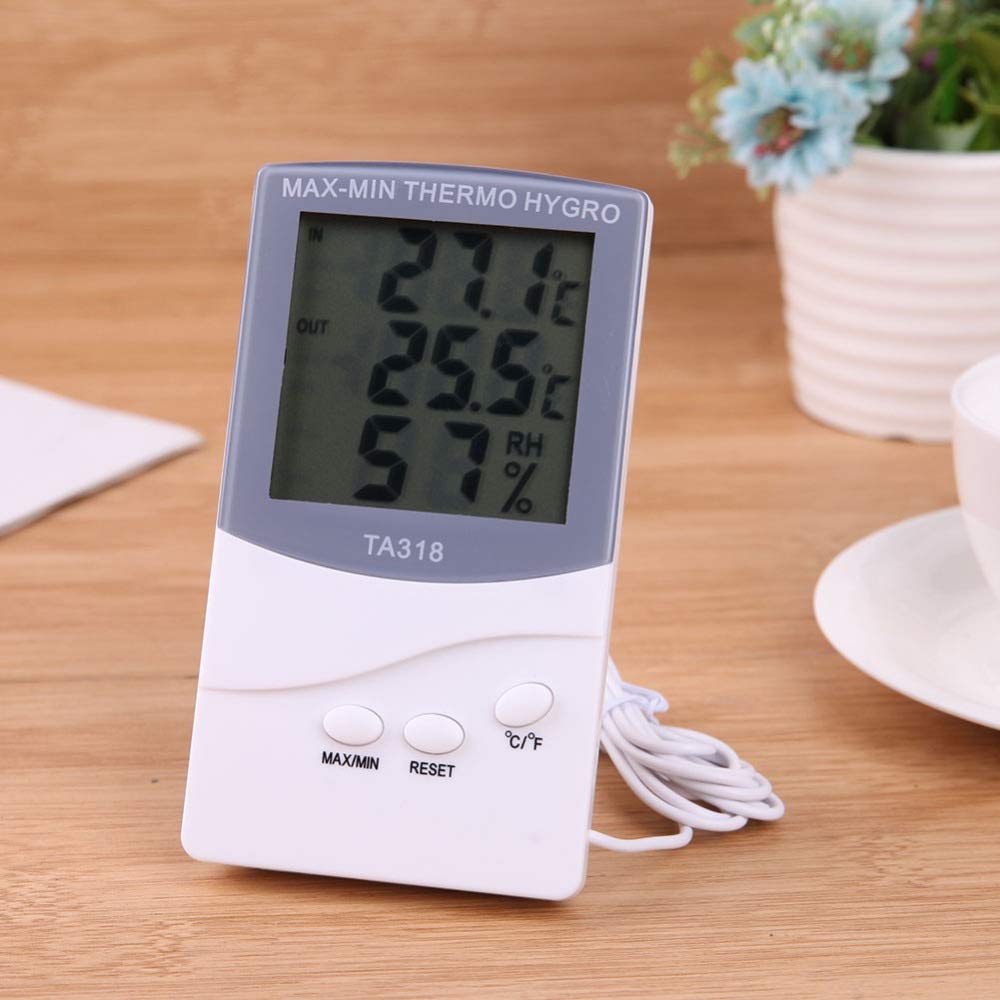 Indoor Outdoor Thermometer Hygrometer Digital LCD Max-Min Thermo Hygro Humidity Out Meter Probe Sensor