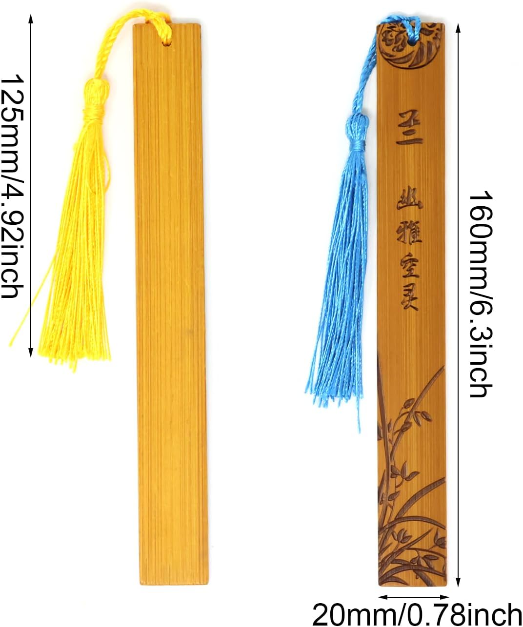 Honbay 8PCS Vintage Bamboo Bookmark Chinese Carving Blossom Bookmark with Tassel Reading Page Markers for School Office Supplies or Book Lovers (4 Style)
