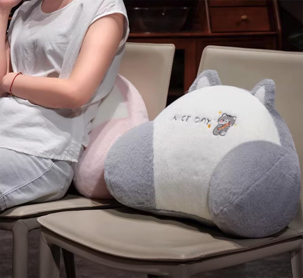 Tingting's Dream Cartoon Office Lumbar Back Cushion Cute Soft Waist Pillow Sofa Reading Back Pillow Rest Chair Lumbar Support Pillow (Pink Rabbit, 50×35CM/19.7"×13.8")