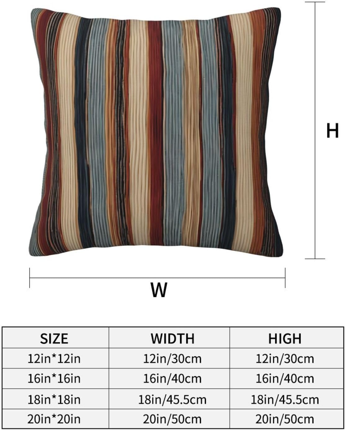 All-Season Square Pillow Covers 18"X18", Colorful Stripes, Decorative Throw Pillow Covers for Sofa Bed Couch, Hidden Zipper Cushion Cover, Square Lumbar & Accent Pillowcases for Home Decor