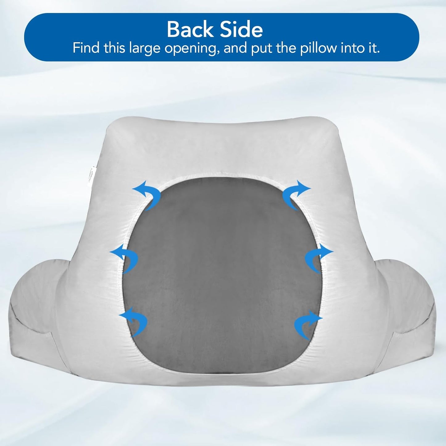 Cooling Reading Pillow Cover with Large Back Opening, Soft Replacement Slipcover for Husband Pillow, Removable & Machine Washable