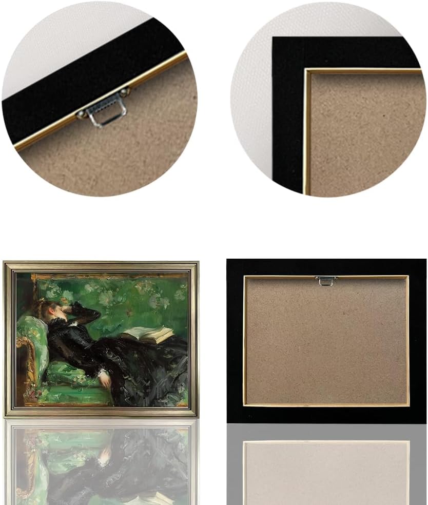 Framed Vintage Oil painting Woman Reading Canvas Print Poster Moody Canvas Wall Art for Living Room Bedroom Decor Home Artwork