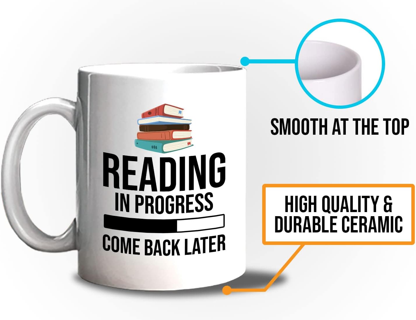 Book Lover Coffee Mug 11oz White - Reading in - Literary librarian Literature Bookworm Historian Public Library Curator Bibliophile Bibliolater
