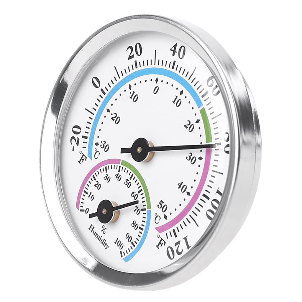 1PC Mini Humidity Gauge Aluminum Alloy Thermometer Hygrometer Dual Scale °C/°F for Home Office Indoor Monitoring