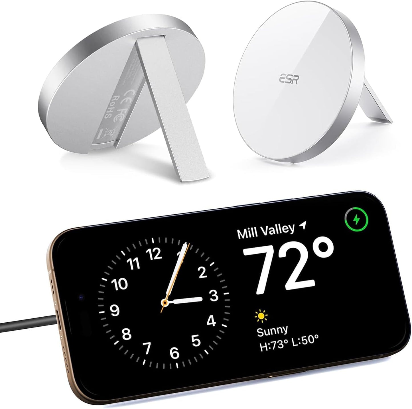 ESR for Magsafe Charger with Kickstand, iPhone Wireless Charger, Charging Pad for iPhone 17/16/15/14/13/12, AirPods 4/3/Pro/Pro 2, Galaxy S25 Strong Magnetic Charger with 5 ft Removable Cable,White