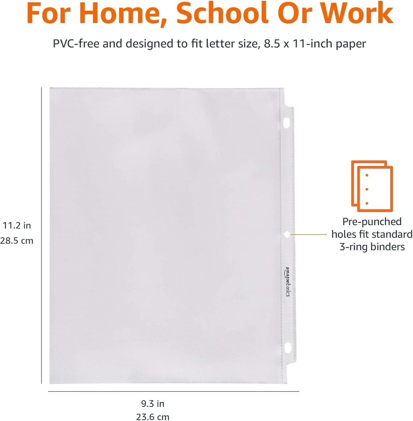 Amazon Basics Sheet Protectors for 3 Ring Binder, Heavyweight, Acid-Free, Top Loading, Polypropylene, 8.5 x 11 Inch, 500-Pack, Clear