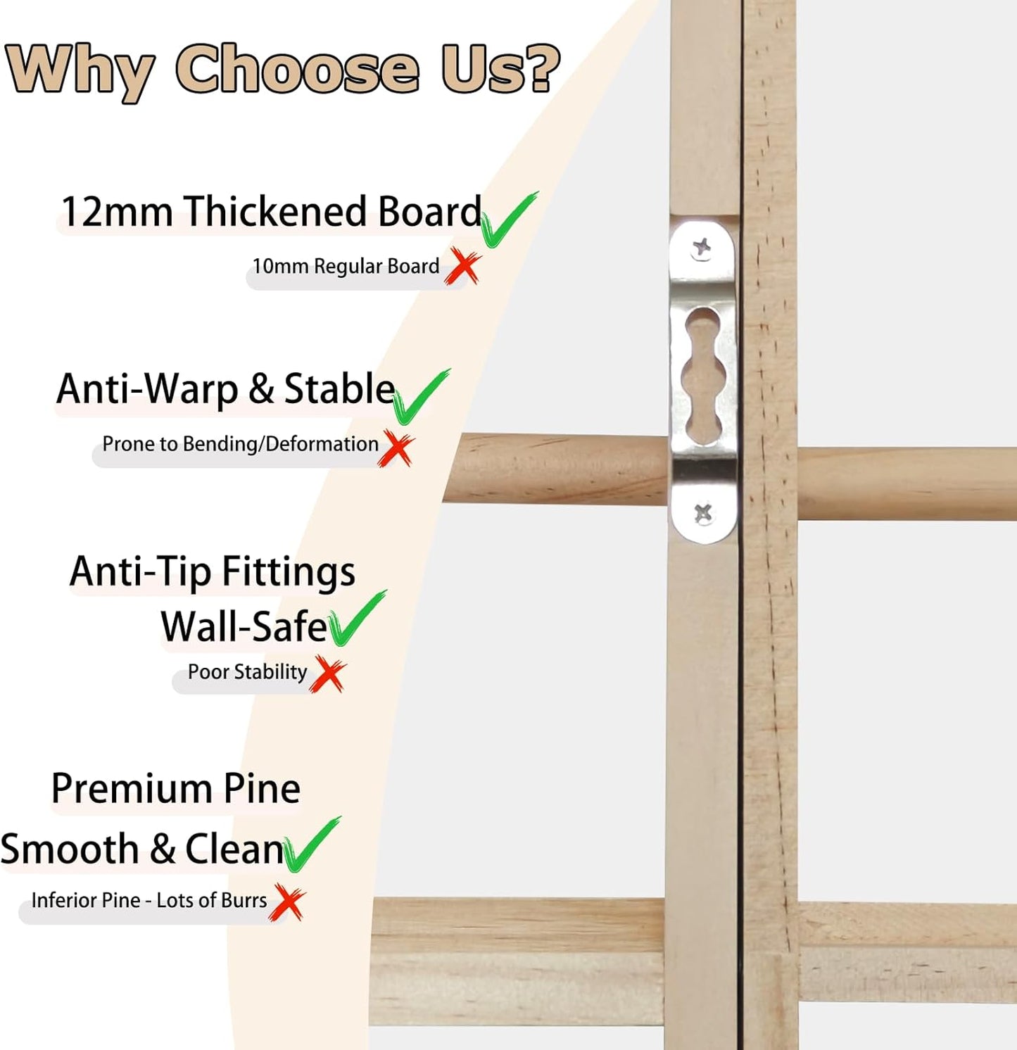 Behind The Door Bookshelf – Space-Saving, Wall-Mounted Wooden Storage Solution for Kids, Bedroom, Living Room & Nursery – Easy Installation, Natural Pine Wood Finish