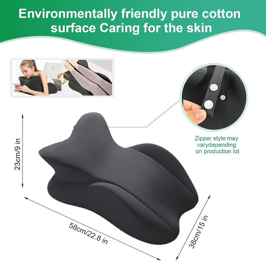 Memory Foam Ergonomic Pillow – Prone Support Orthopedic Pillow for Sleeping, Reading & Back Relief with Removable Cover Body Pillow Suppurt Weights Over 260 Pounds (Midele Size 23*15*9 inch)