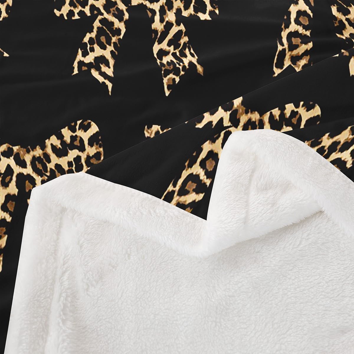 Erosebridal Cheetah Bow Blanket Throw 50x60,Coquette Bowknot Throw Blanket for Kids Boys Girls Women,Brown Abstract Leopard Print Fuzzy Fleece Blankets