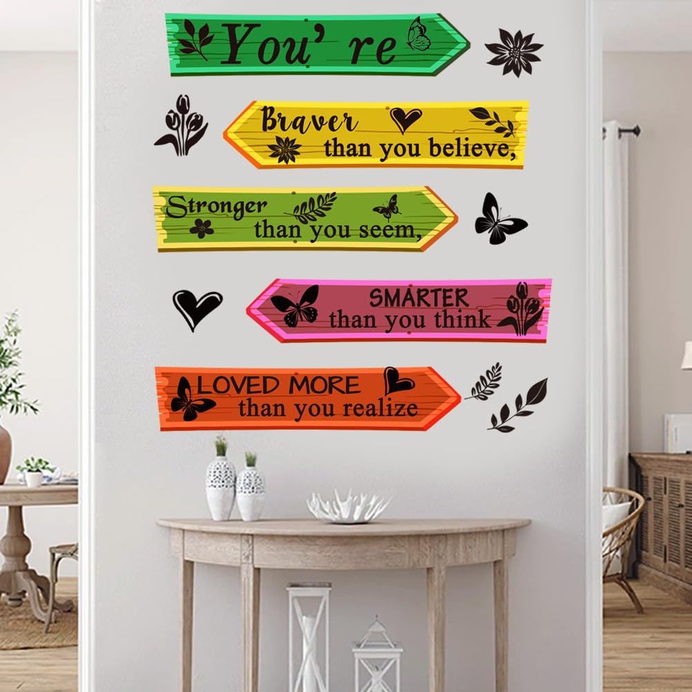 Colorful Wall Decal Inspirational Quote Wall Decals You’re Braver Than You Believe, Stronger Than You Seem, Smarter Than You Think, Loved More Than You Realize Decoration