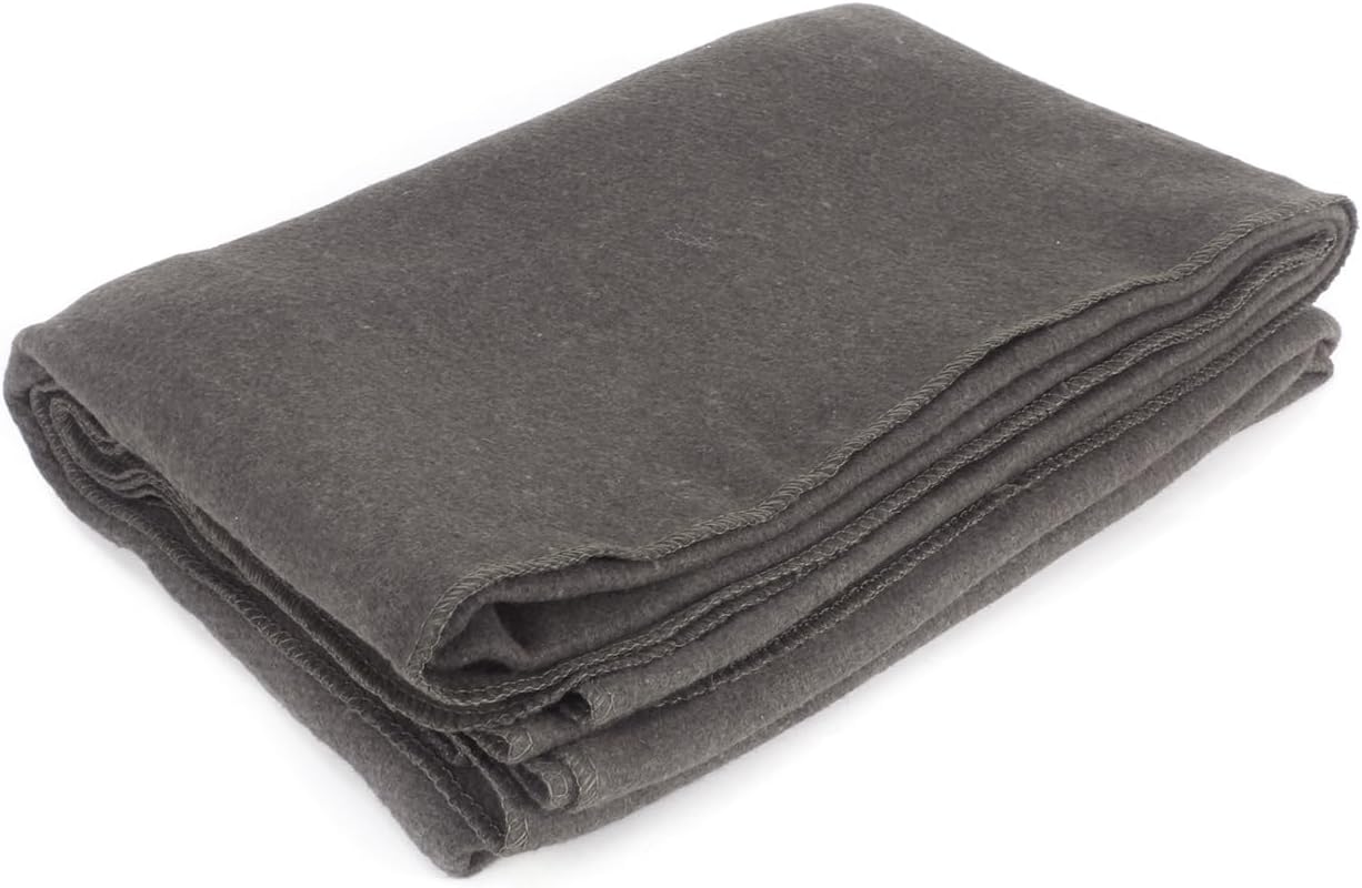 MediTac Grey Warm Wool Fire Retardant Blanket, 62" x 80" (52% Wool) - US Military Style