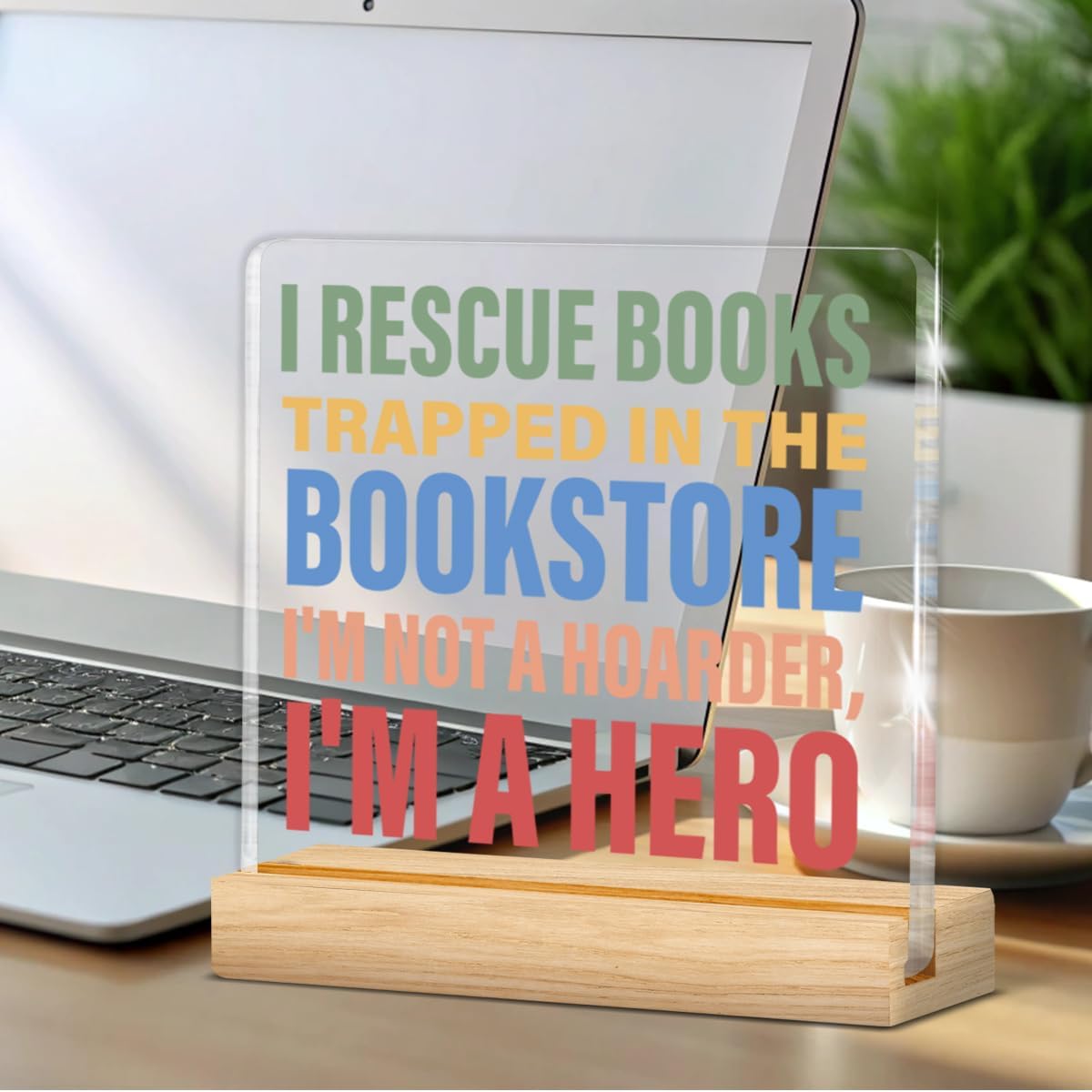 Book Lover Gifts for Women Men Friends, Funny Gift for Bookworm Book Lover Librarian Reader Christmas Birthday, Bookish Gift Ideas Acrylic Plaque Sign Home Room Office Desk Decor