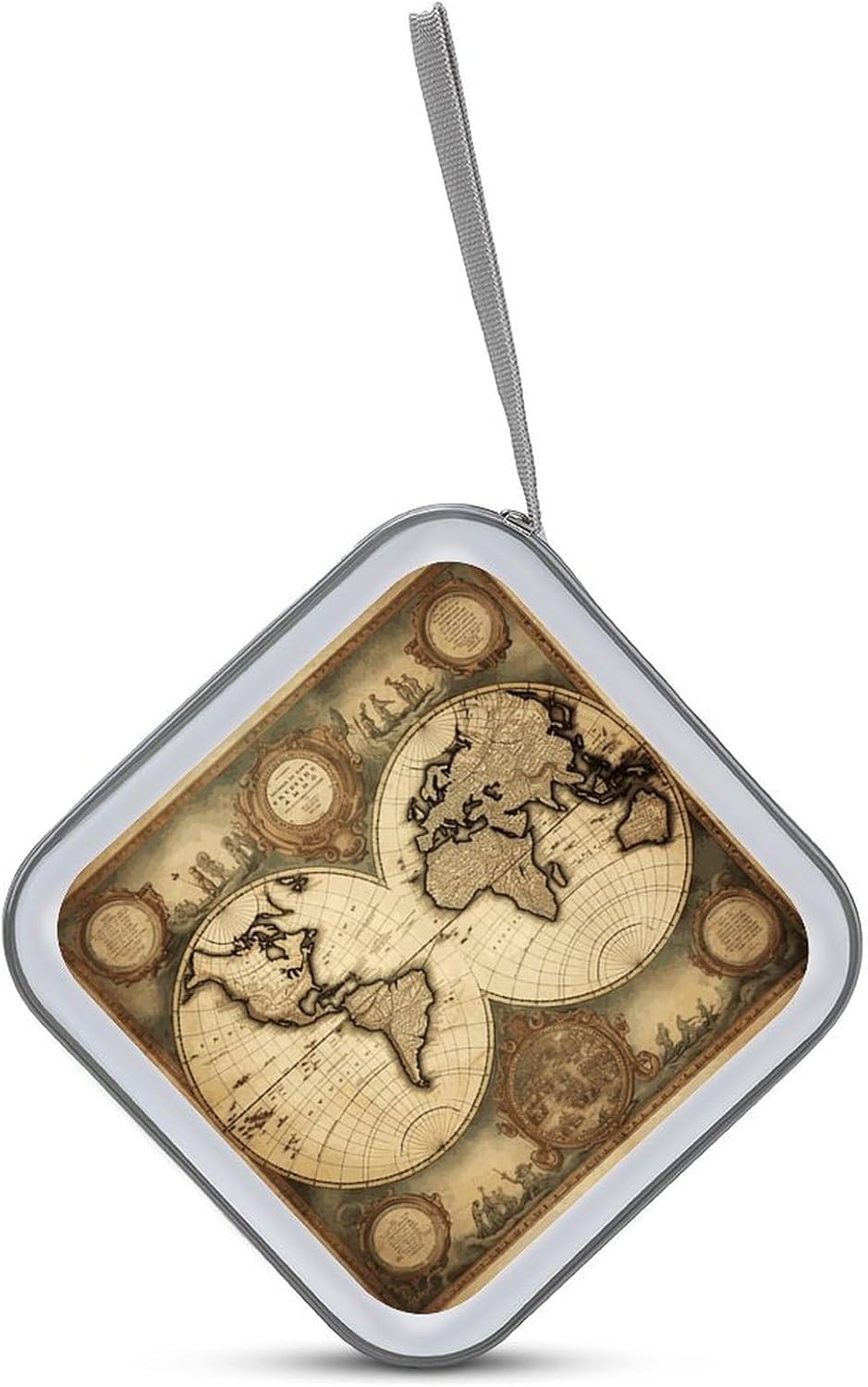 World Map CD Case 40 Capacity Case Zipper CD Collection Bag with Handles Cover DVD Storage Hard Plastic DVD Disc Cases Storage Binder for Car Home Office Travel