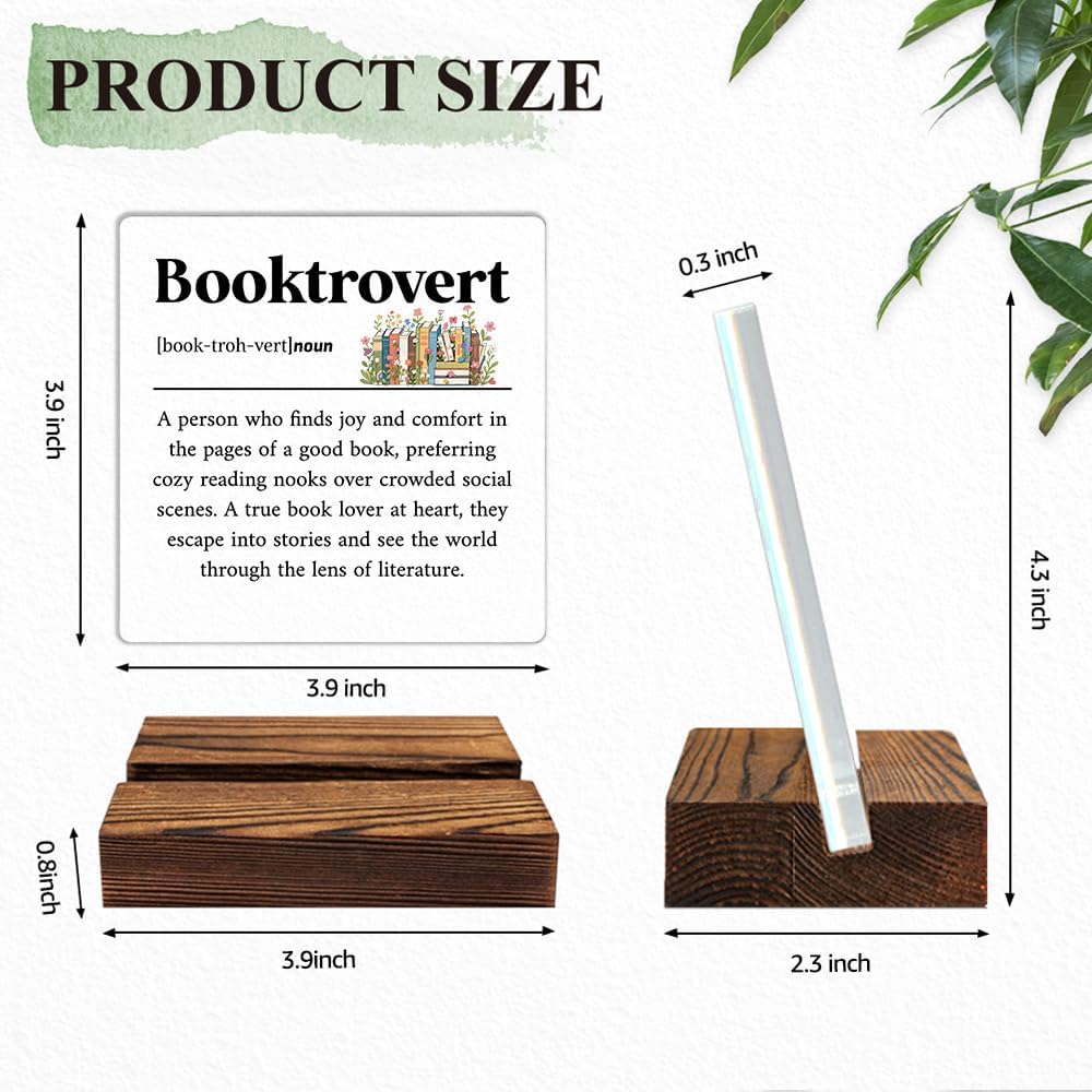 Booktrovert Definition Acrylic Sign with Wooden Stand, Book Lover Gifts for Women, Bookish Gifts for Bookworms Readers, Funny Teen Girl Bedroom D馗or, Library Decors?Librarian Nerd Decoration