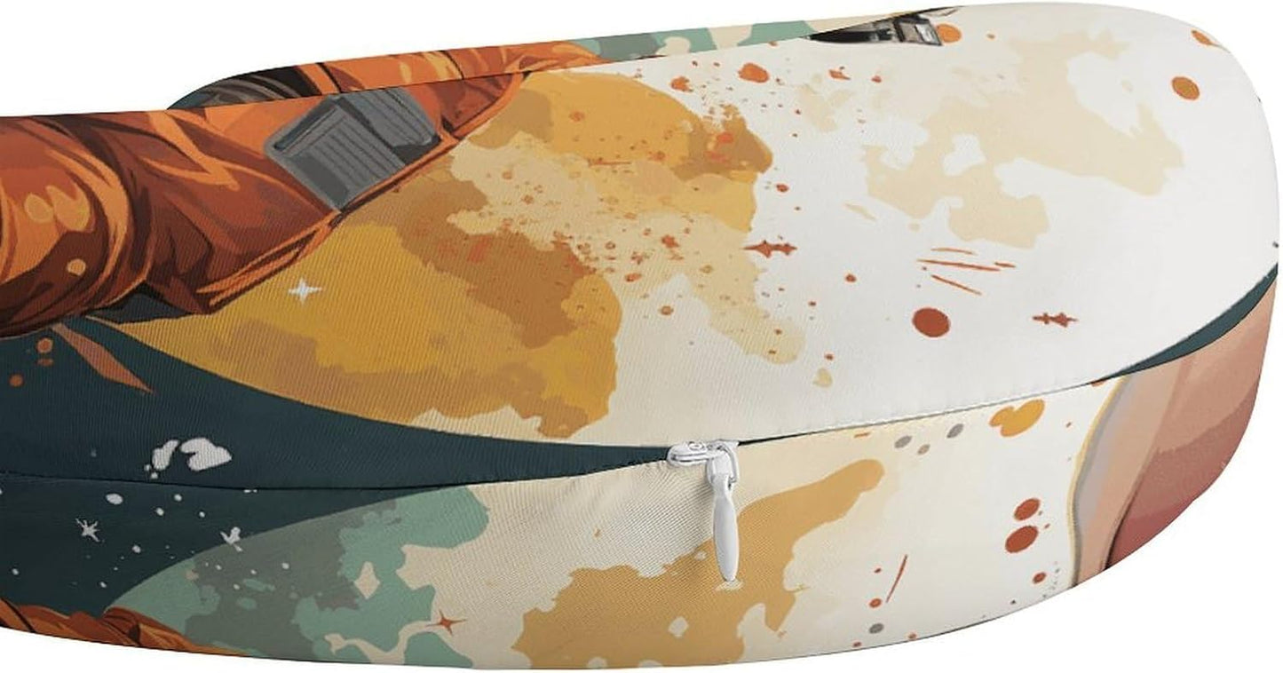 A Cartoon Rabbit Wearing A Space Suit Neck Pillow Memory Foam U Shaped Pillows Portable Pillows for Shoulder Travel Head Support Pillow with Concealed Zipper for Airplane Car Home Office