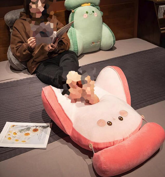 Cartoon Bed Backrest Pillow Office Lumbar Support Pillow Sleeping Reading Neck Support Pillow Sofa Headboard Pillow (Green, 65×55×20cm/25.59"×21.65"×7.87")
