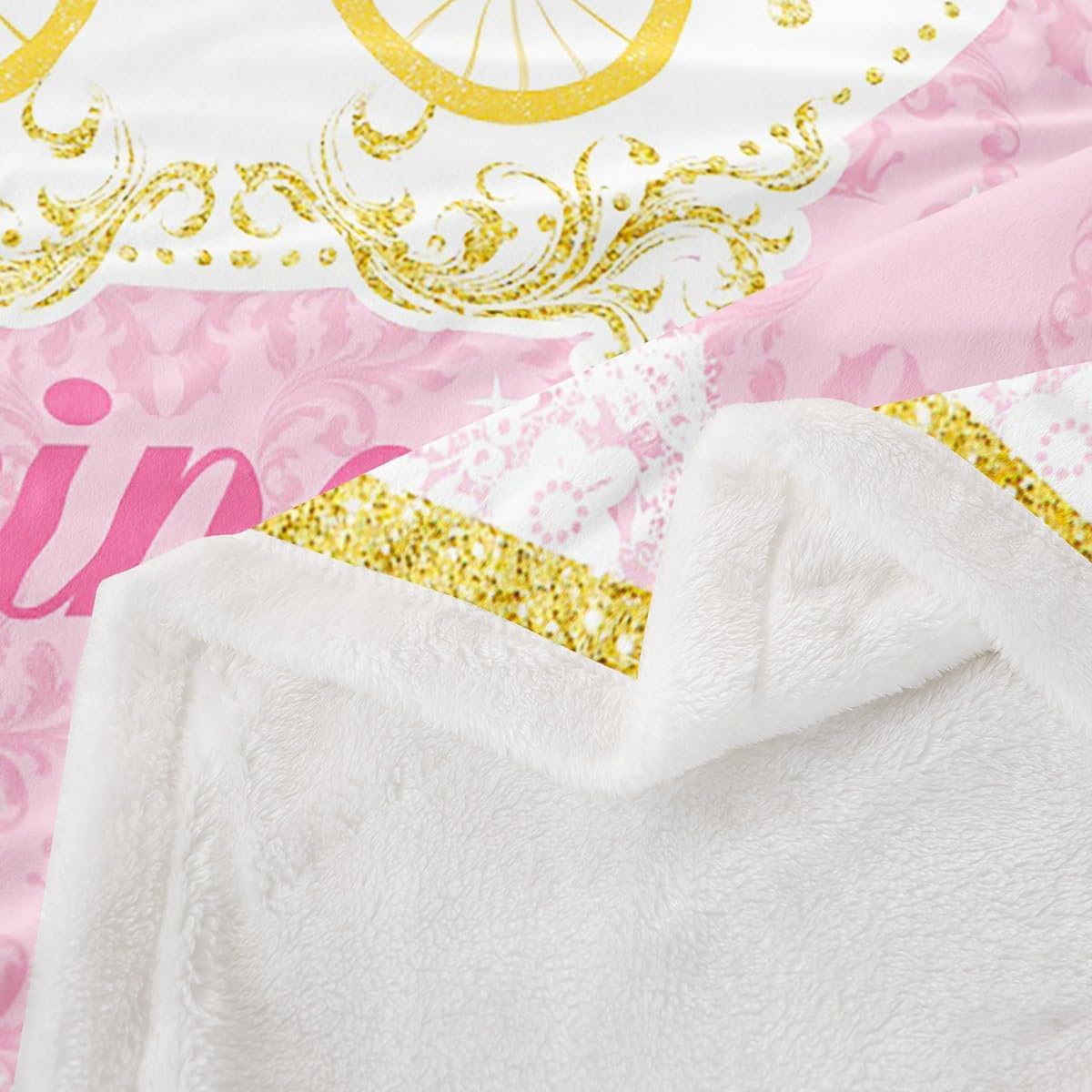 Princess Style Bed Blanket Pink Luxury Throw Blanket Lightweight Soft Cozy Luxury Carriage Fleece Blanket Cute Cartoon Flannel Blanket for Sofa Bedroom Office Travel All Season(Twin 60"x80")
